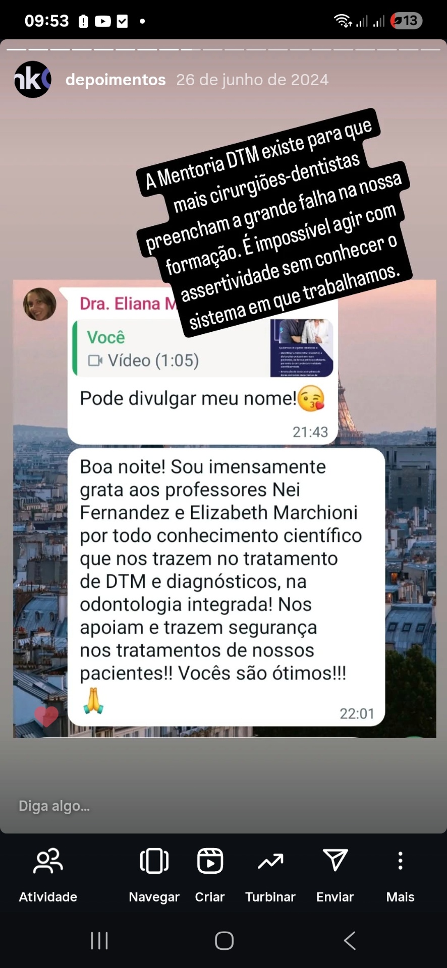 Depoimento de Dra. Eliana M.